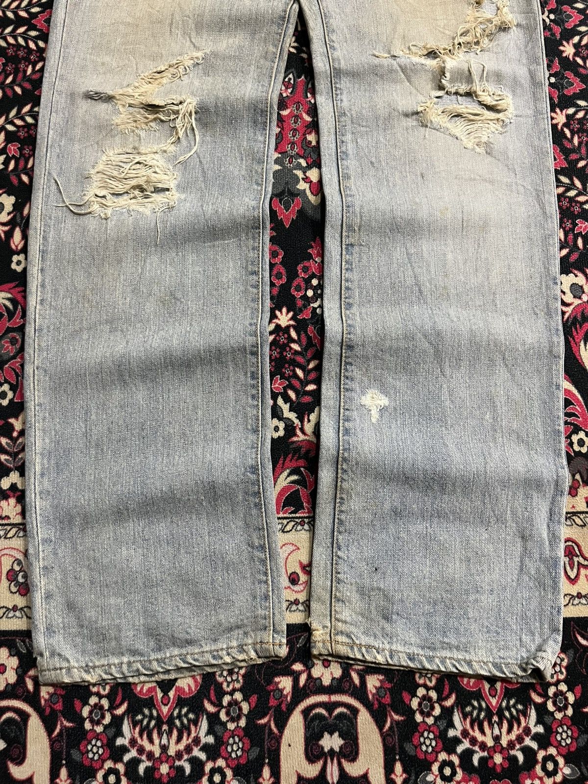 Japanese Brand Vintage Japan Blue Way Light Washed Trashed Jeans Size US 33 - 8 Thumbnail
