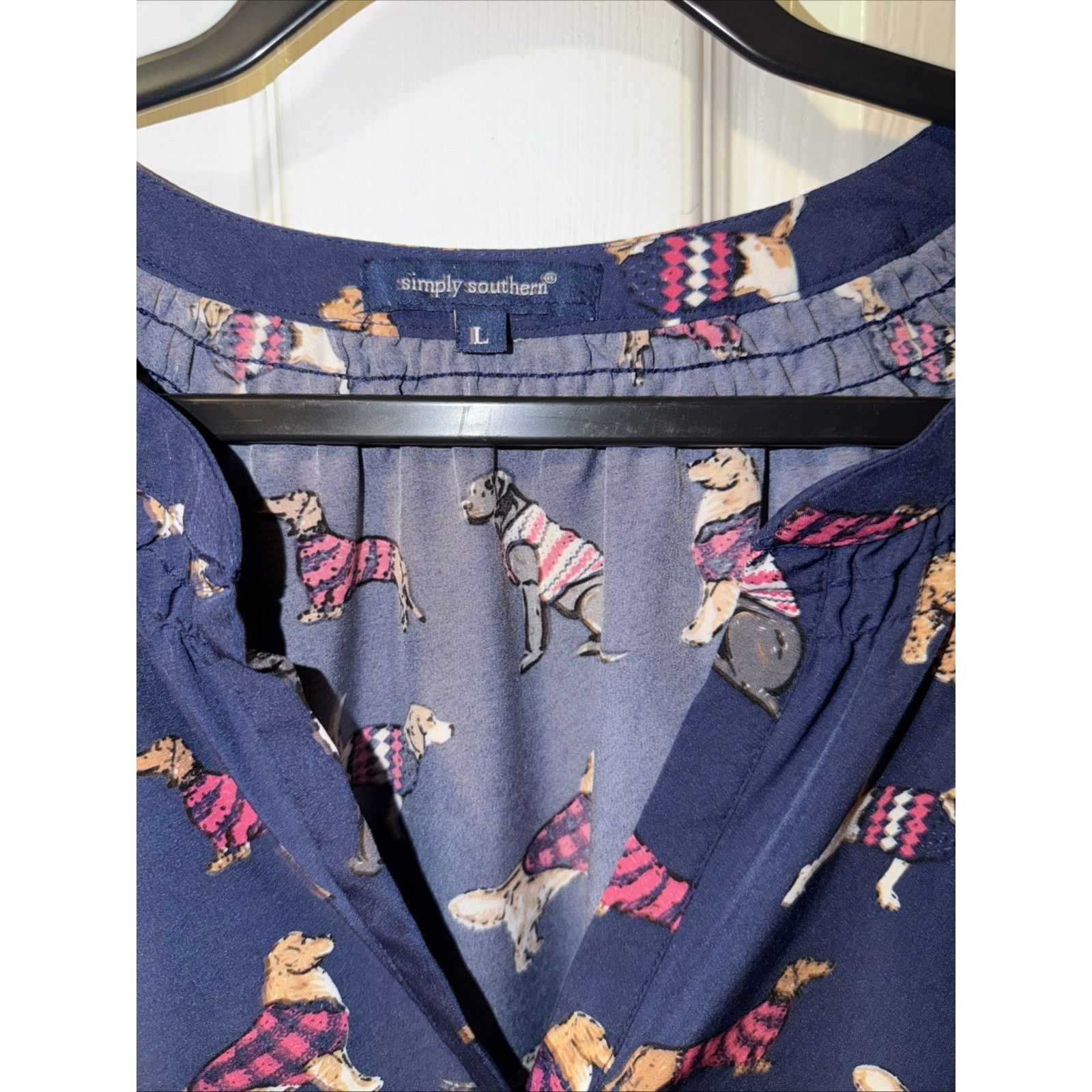 Southern Marsh Simply Southern Women Large Blue Blouse Dogs Beagle Preppy Size L / US 10 / IT 46 - 5 Thumbnail