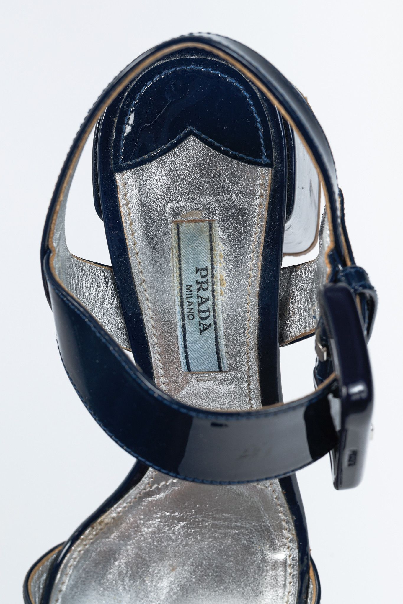 Prada Prada Blue Patent-Leather Buckled Sandals Size US 7 / IT 37 - 9 Thumbnail