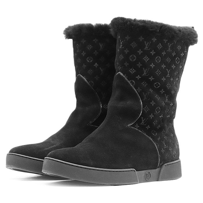 Louis Vuitton Louis Vuitton Louis Vuitton Frosty Line Monogram Suede Shearling Boots Textile Shoes DUTY FREE for USA Size ONE SIZE - 1 Thumbnail