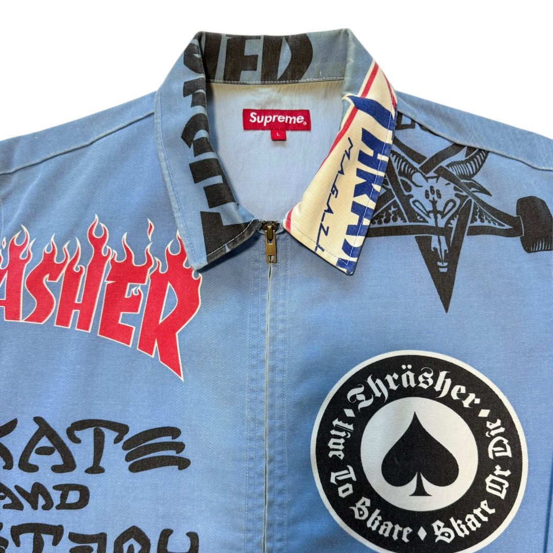 Supreme × Thrasher SS2016 Supreme Thrasher Work Zip Up Jacket Blue Size US L / EU 52-54 / 3 - 3 Thumbnail