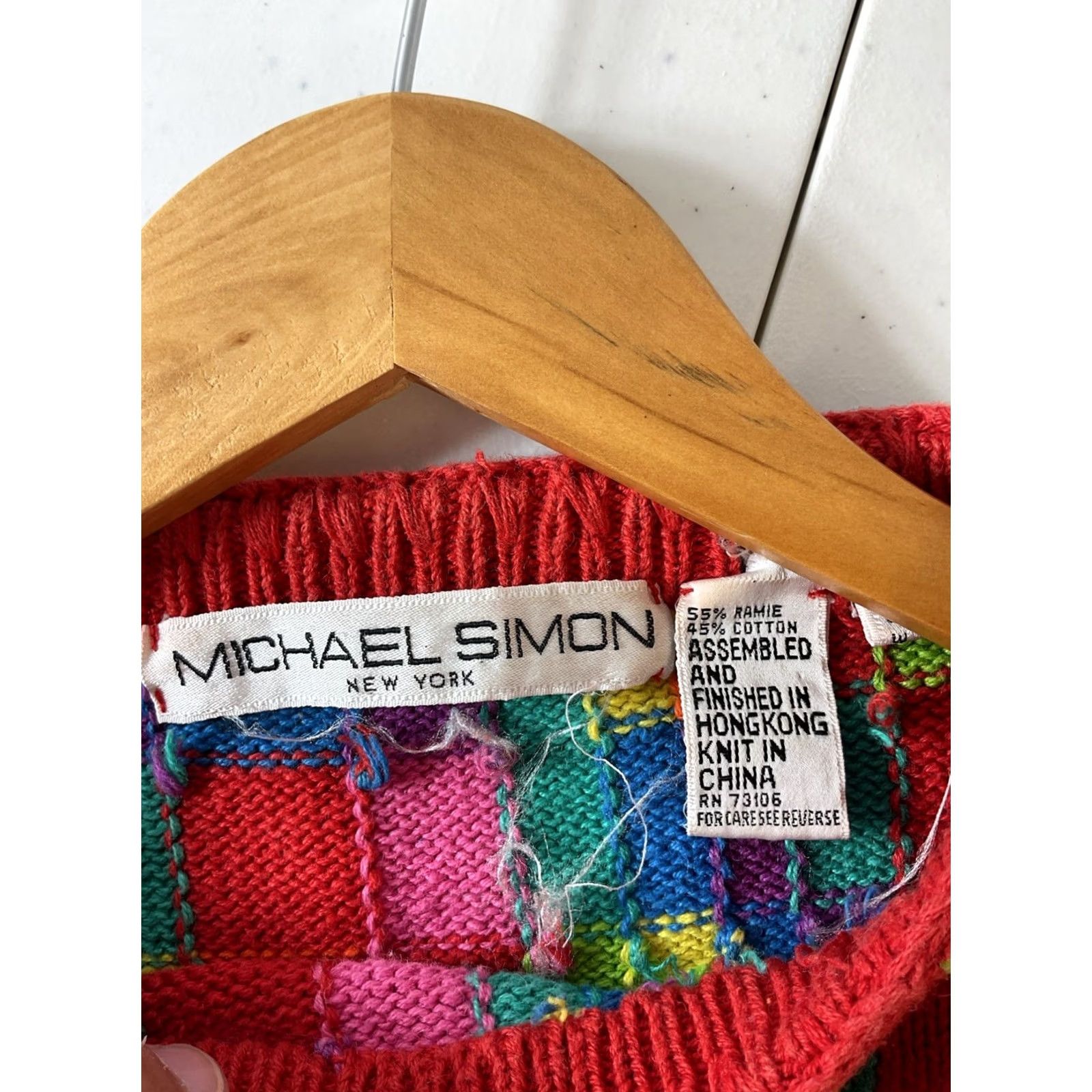 Vintage Michael Simon Sweater Womens One Sz Knit Funky Ski 90s Retro Art, Women's — image 6 of 6