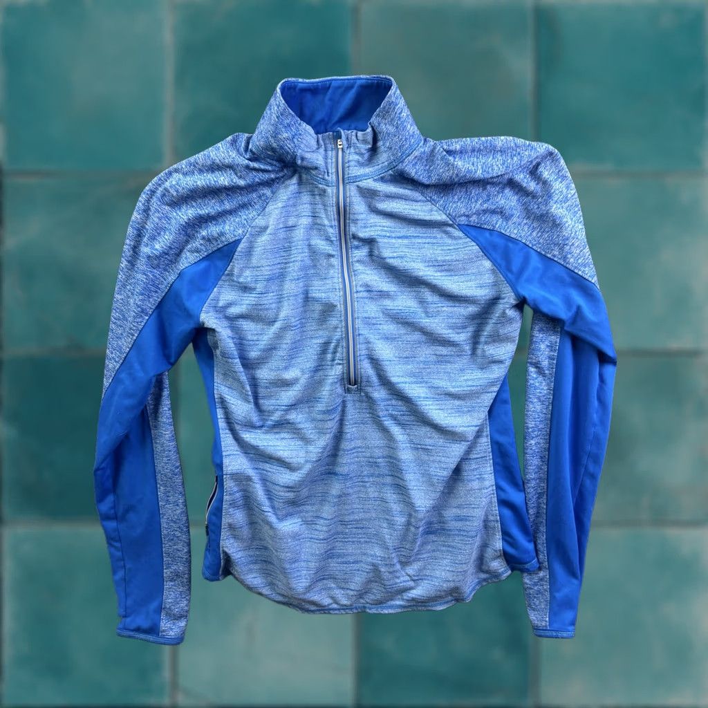 Athleta Athleta Womens L Blue 1/4 Zip Mock Neck Long Sleeve Pullover Athletic Top (Lightweight, Moisture Wicking) Size L / US 10 / IT 46 - 1 Thumbnail