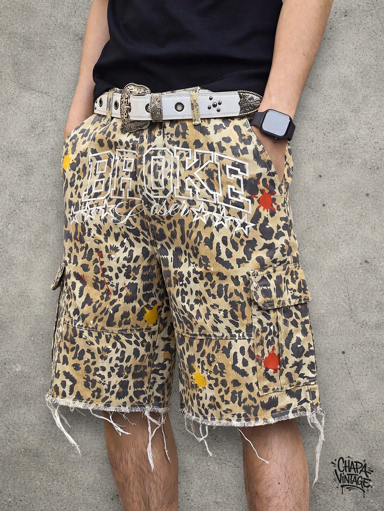 Japanese Brand Leopard distressed shorts Size US 32 / EU 48 - 1 Thumbnail