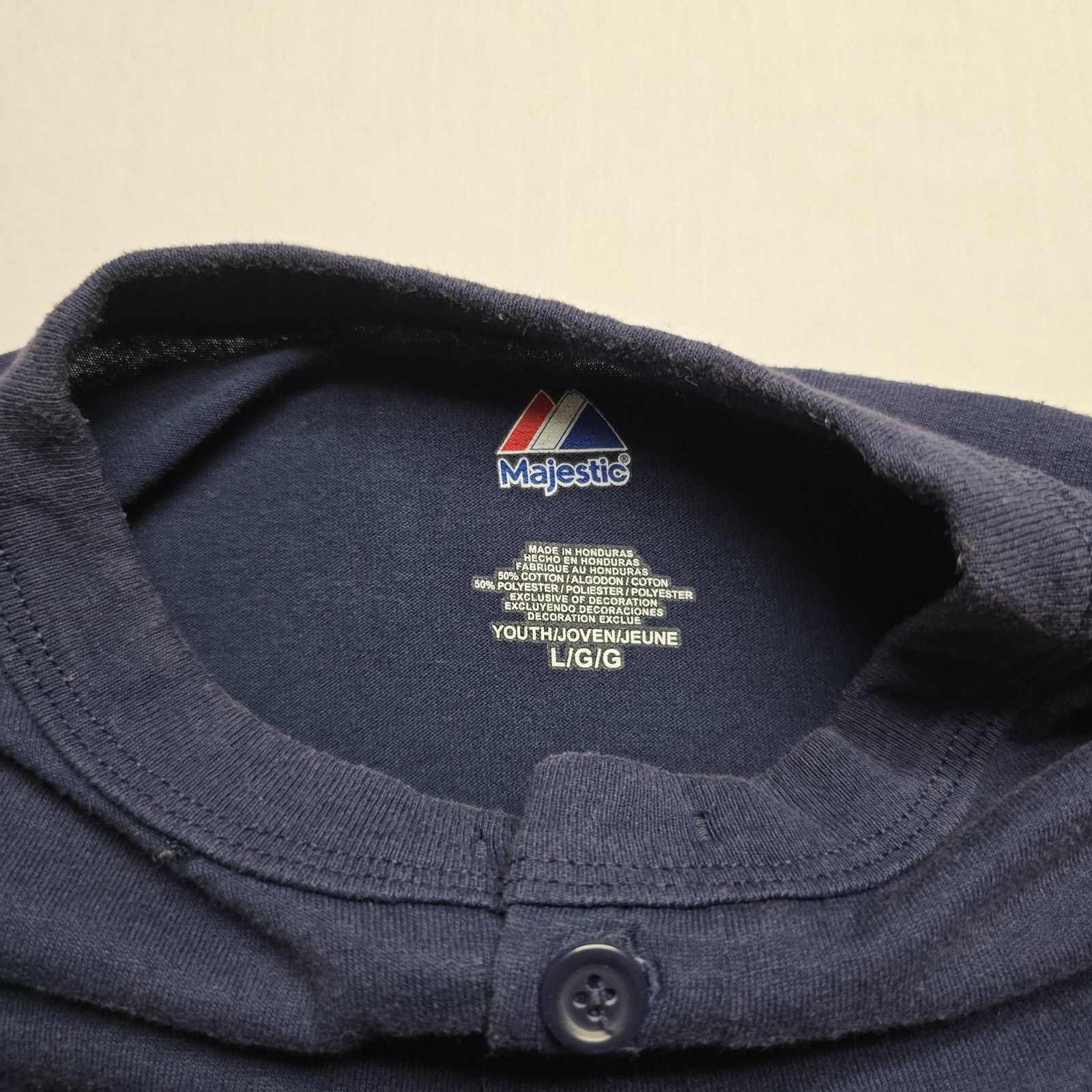 Majestic Cleveland Indians Shirt Youth L Navy MLB Baseball 24 Henley Size US L / EU 52-54 / 3 - 4 Thumbnail