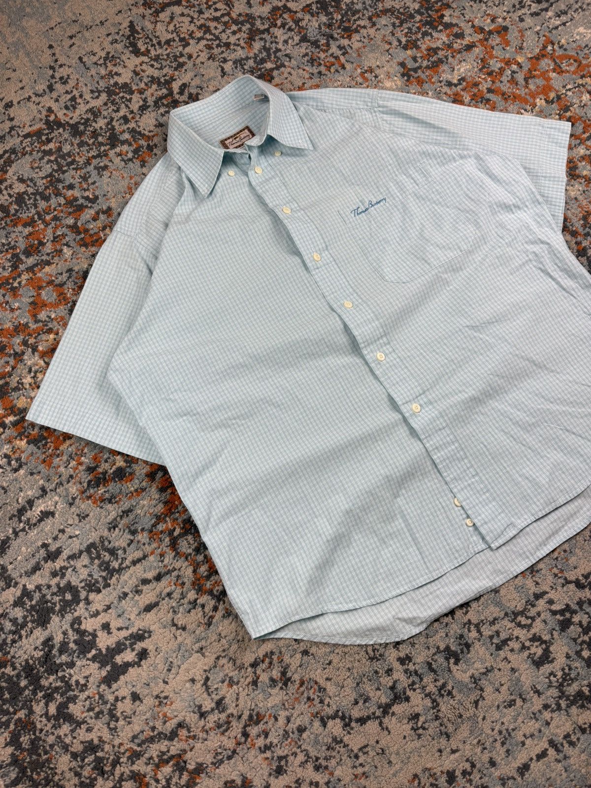 The Kooples Vintage 90s Thomas Burberry baby blue short sleeve shirt Size US M / EU 48-50 / 2 - 3 Thumbnail