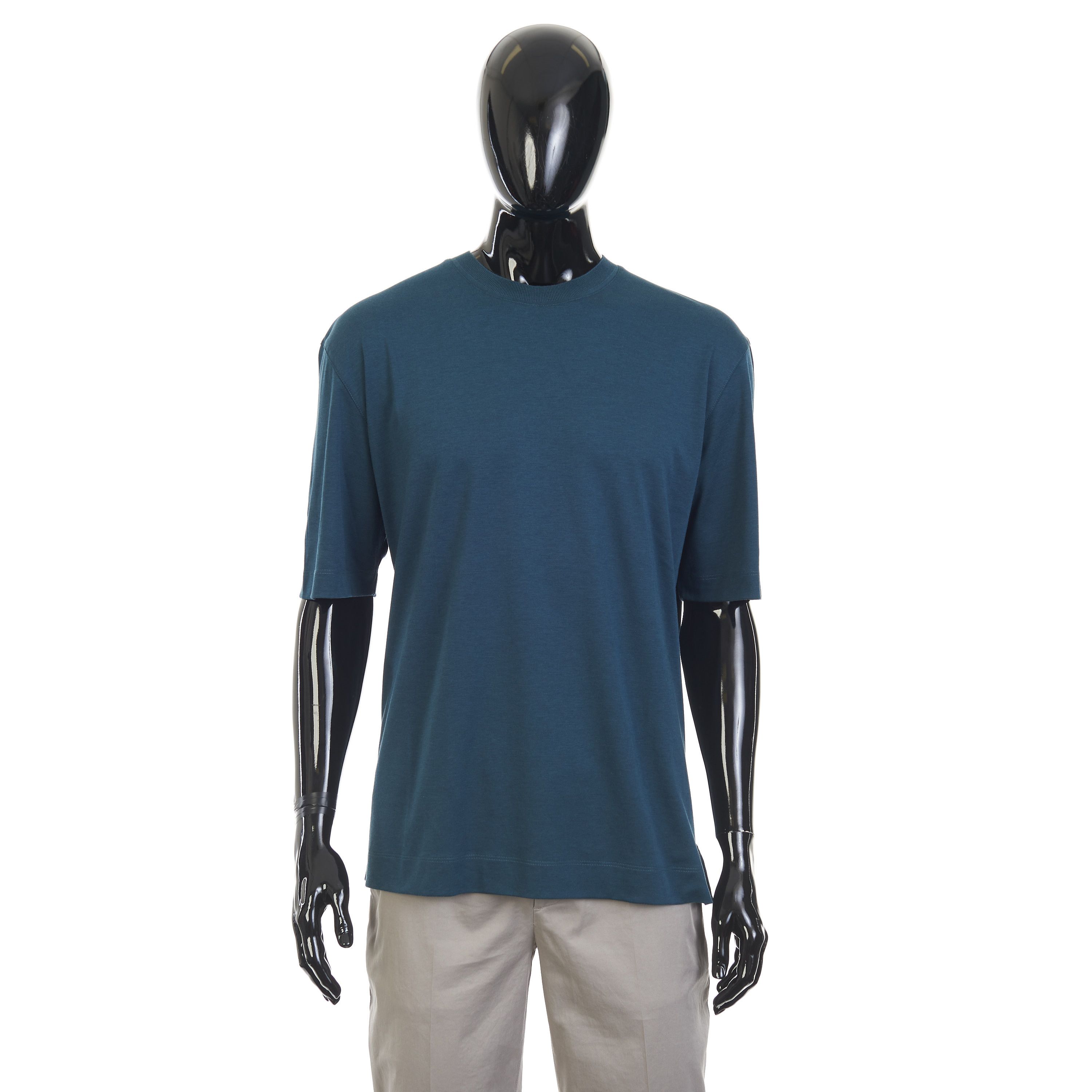 Ermenegildo Zegna Dark Teal Silk & Cotton Crewneck Tshirt Size 52 Size US L / EU 52-54 / 3 - 1 Thumbnail