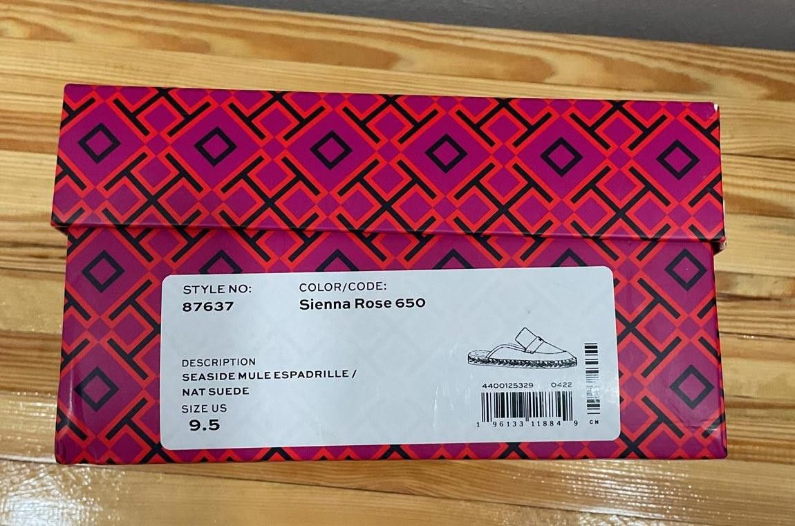 Designer Tory Burch Seaside Mule Espadrille / Natural Suede Orange Size US 9.5 / IT 39.5 - 10 Thumbnail