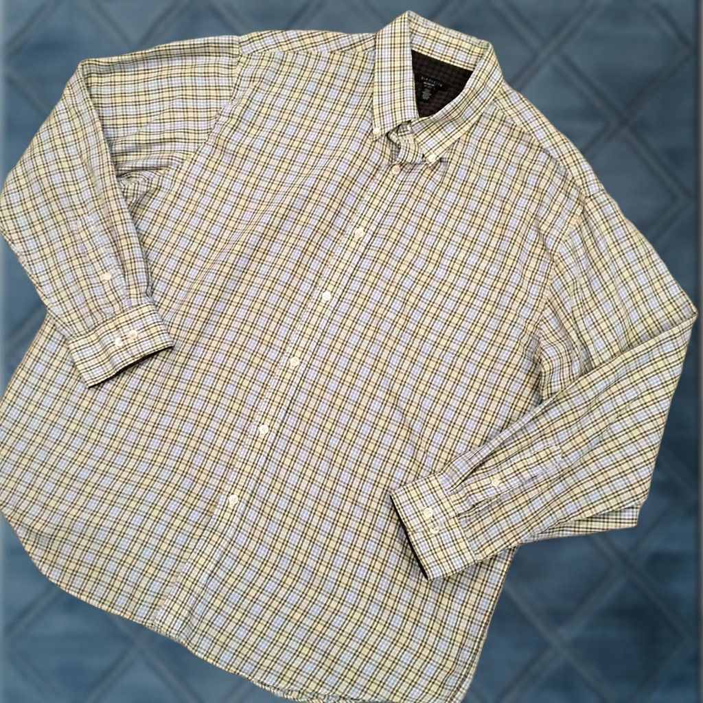 Van Heusen Van Heusen Shirt Mens XL Green Blue Plaid Long Sleeve Button-Up Size US XL / EU 56 / 4 - 1 Thumbnail