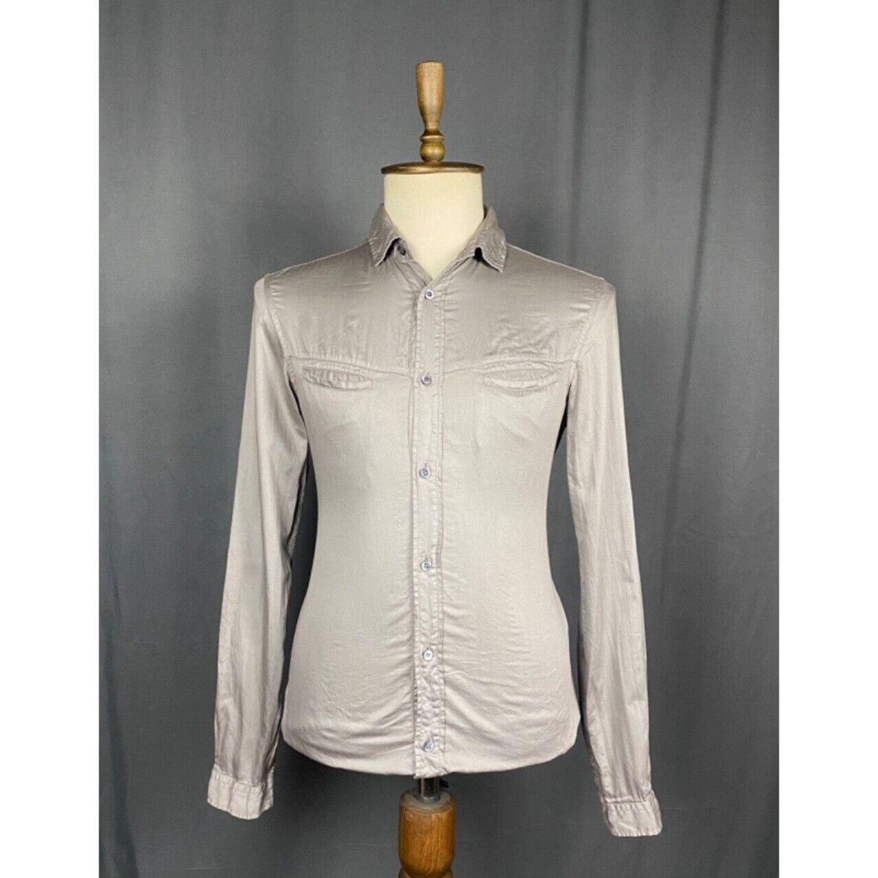 Prada Prada Men's Khaki Gray Longsleeve Shirt Size 40 Size US M / EU 48-50 / 2 - 1 Thumbnail