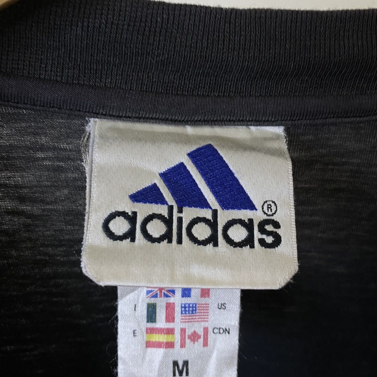 Adidas Vintage 1990s Adidas Essential Faded Black T Shirt Size US L / EU 52-54 / 3 - 5 Thumbnail