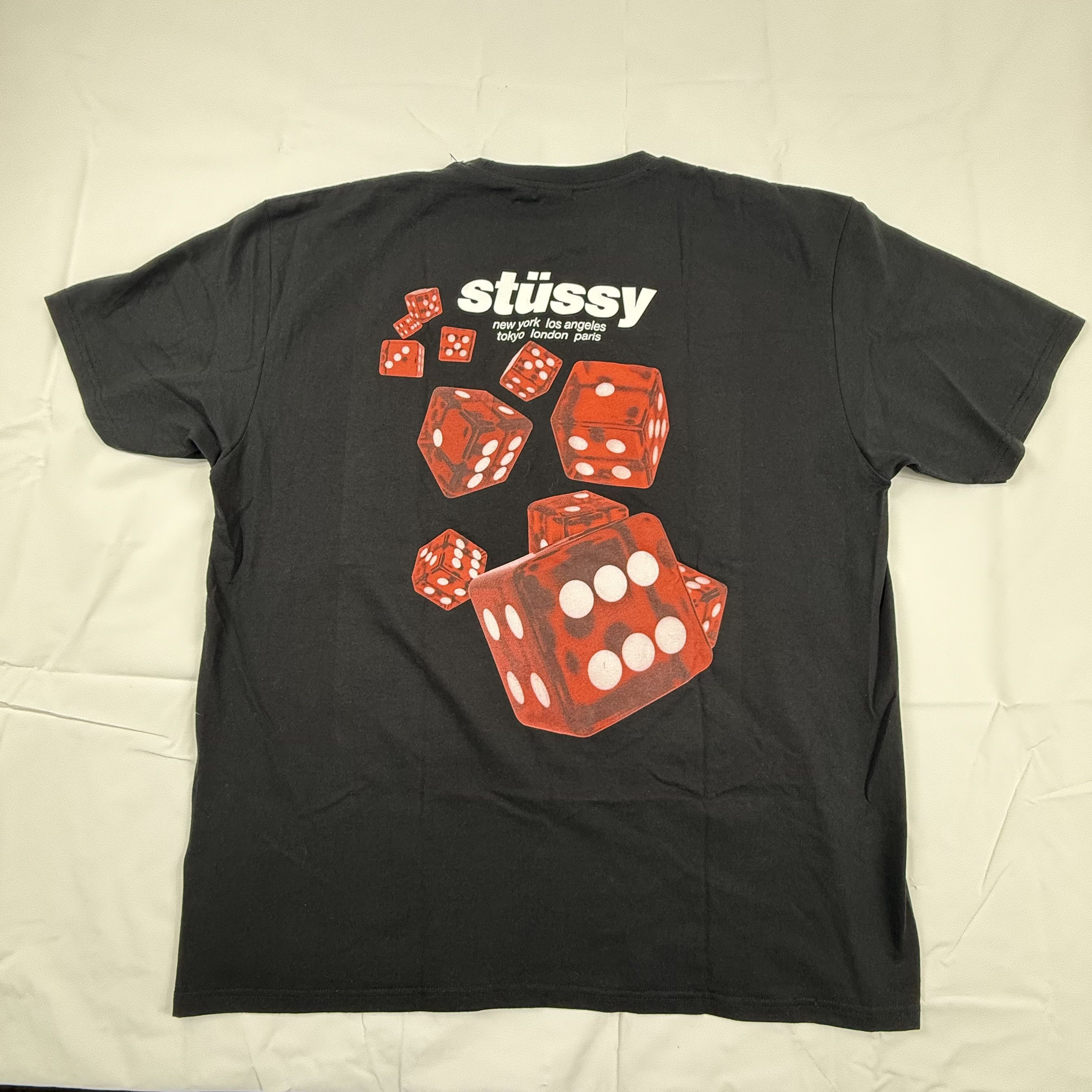 Stussy Dice Graphic T-Shirt Mens XXL Black Short Sleeve