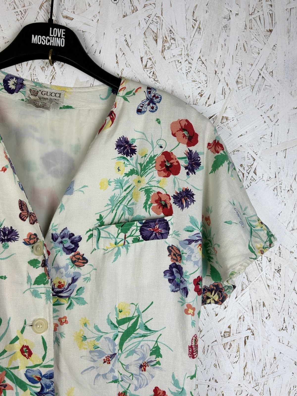 Gucci Vintage Gucci Linen Floral Print Wrap Dress 44 Size M / US 6-8 / IT 42-44 - 2 Thumbnail