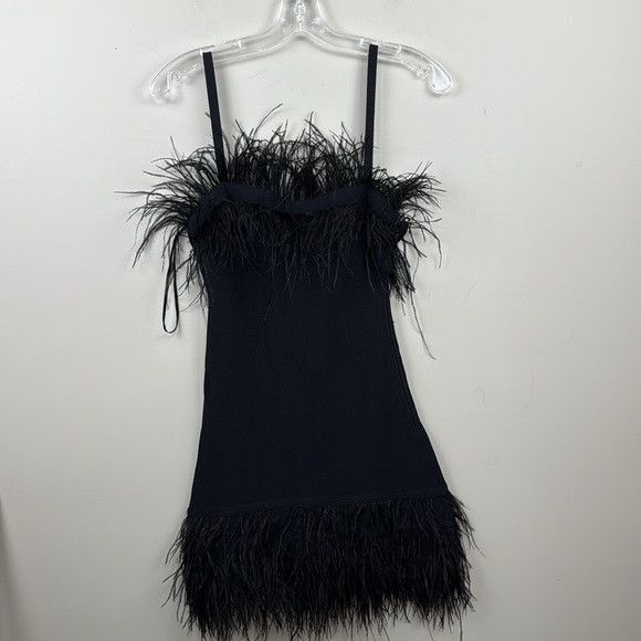 Staud STAUD feather trim black mini dress xs Size XS / US 0-2 / IT 36-38 - 3 Thumbnail
