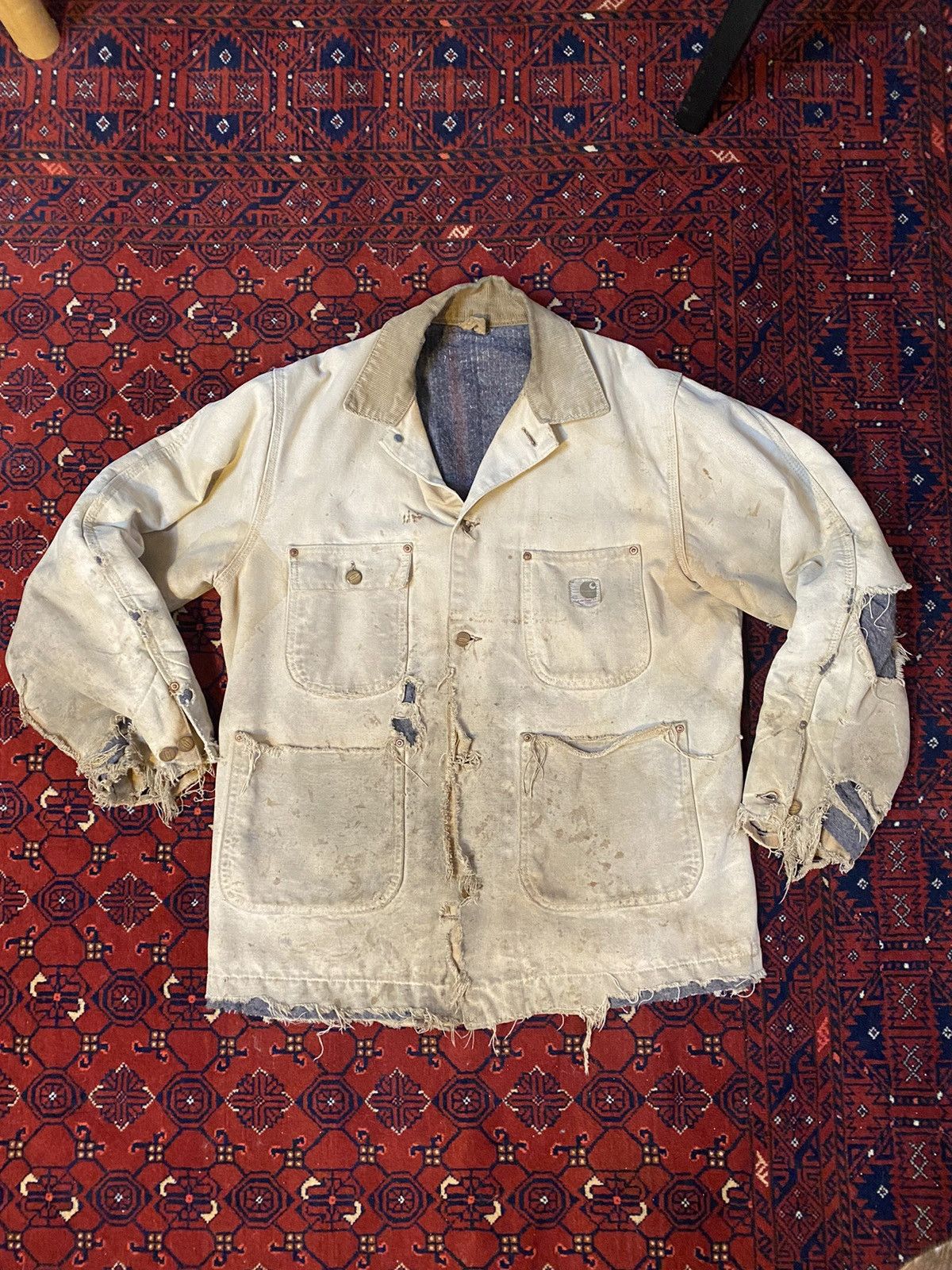 image of Thrashed Carhartt Jacket in Tan, Men's (Size Large)
