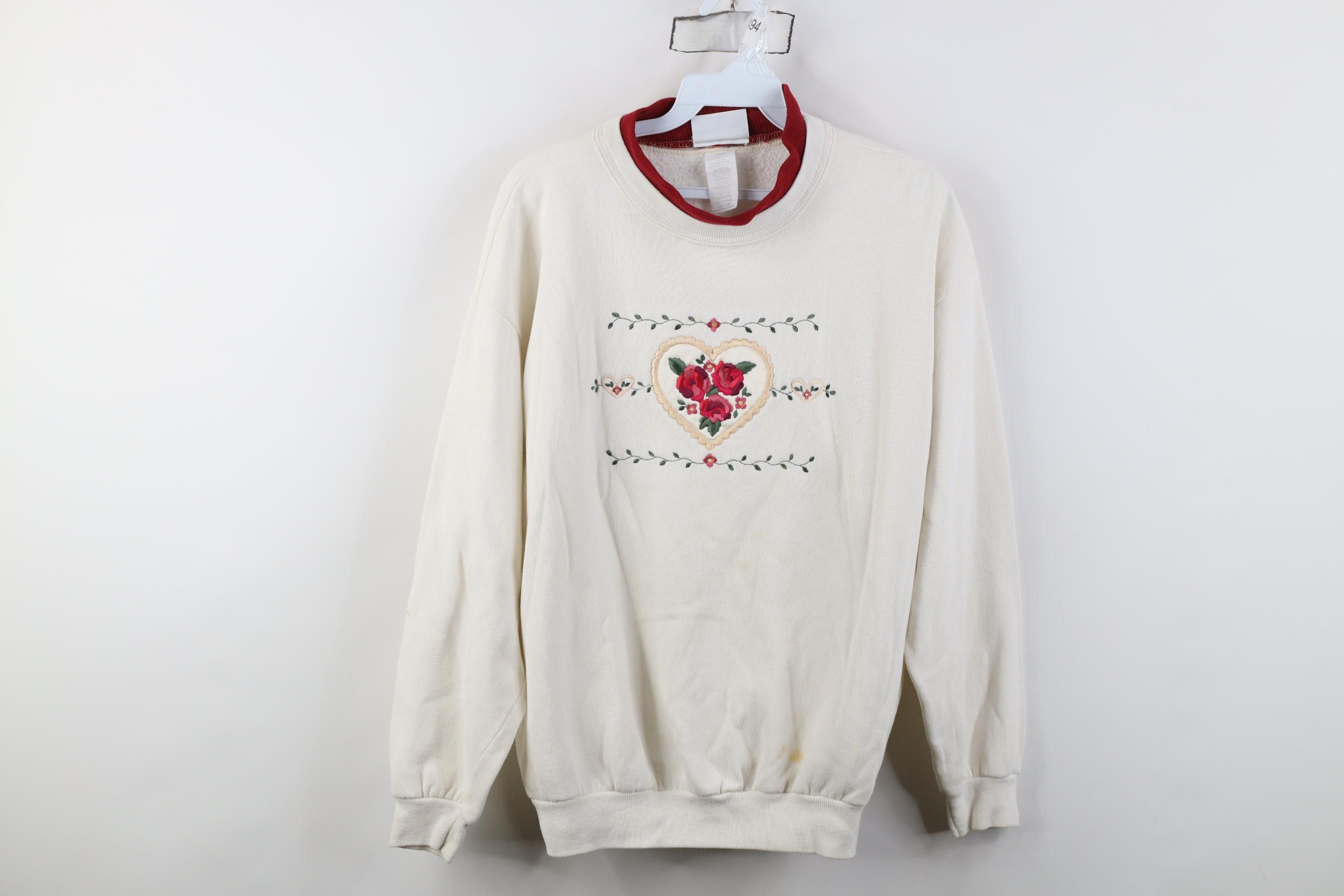 Vintage Vintage 90s Country Grandma Flower Heart Layered Sweatshirt Size M / US 6-8 / IT 42-44 - 1 Thumbnail