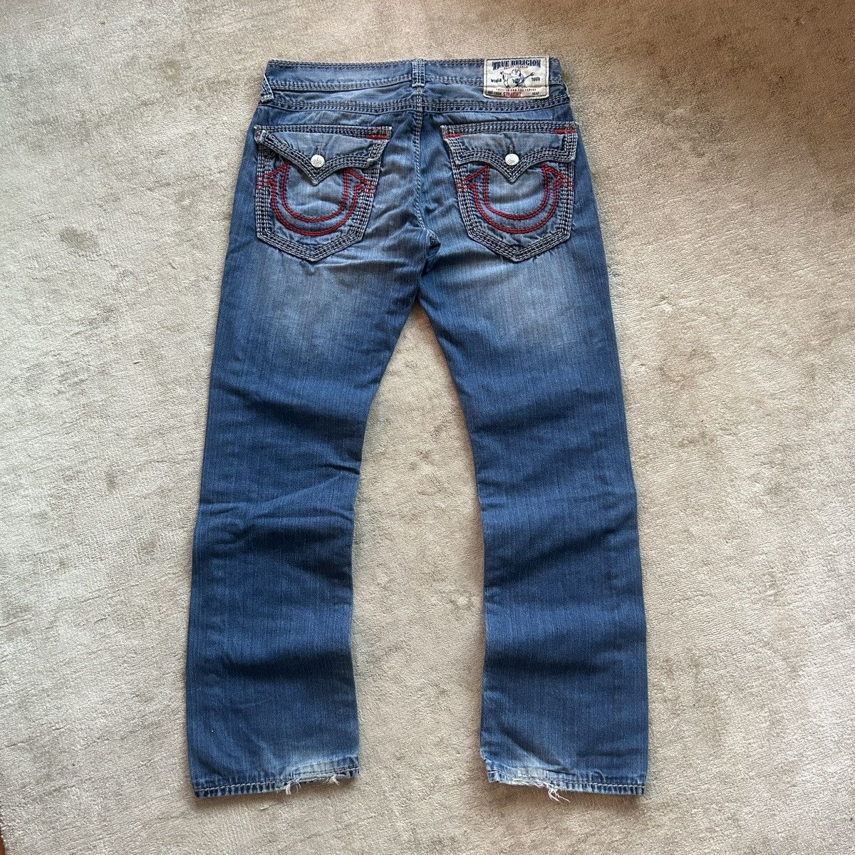 True Religion Straight Distressed Denim Jeans