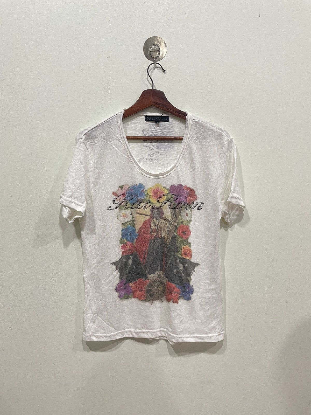 image of Rat Roen Logo Tee Printed in White, Men's (Size Medium)