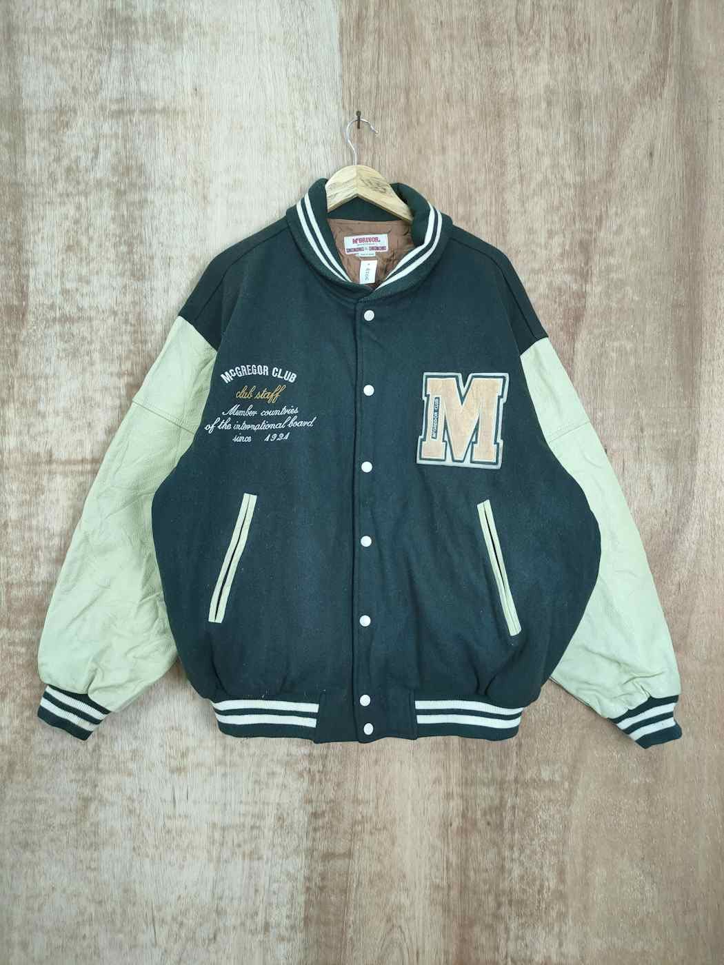 image of Mcgregor Contemporary American Varsity Jacket VTG 4206Dl in Green, Men's (Size XL)
