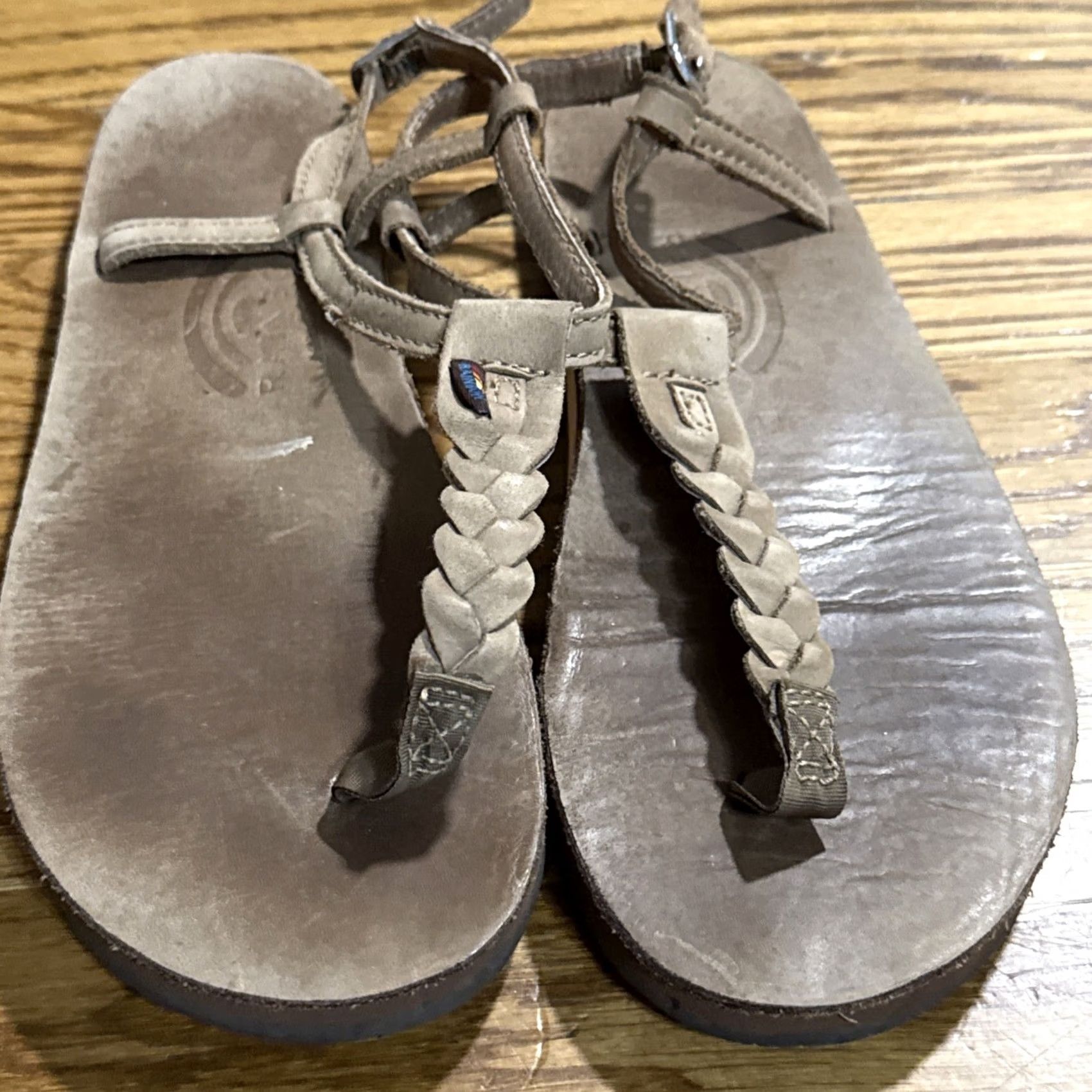 Rainbow Rainbow Sandals T-Street Women Size M 6.5-7.5 Leather Comfort Braided Thong Size US 5 / IT 35 - 3 Thumbnail