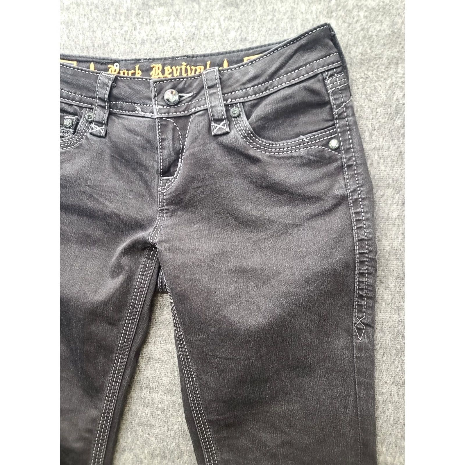 Vintage VINTAGE Rock Revival Jeans Womens 26x31 Vivian Easy Skinny Fit Straight Leg Black Size 26" / US 2 / IT 38 - 7 Thumbnail