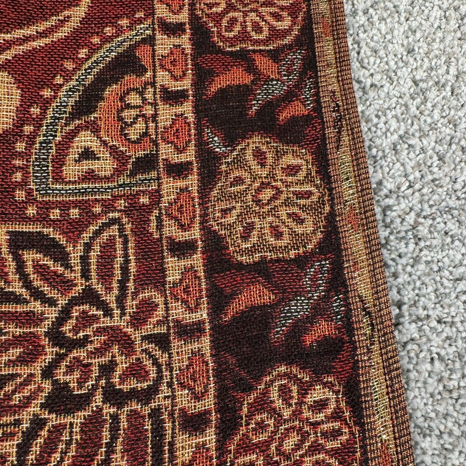 Other Paisley Floral Scarf Red Multicolor Fringe Sparkly Elegant Size ONE SIZE - 12 Thumbnail