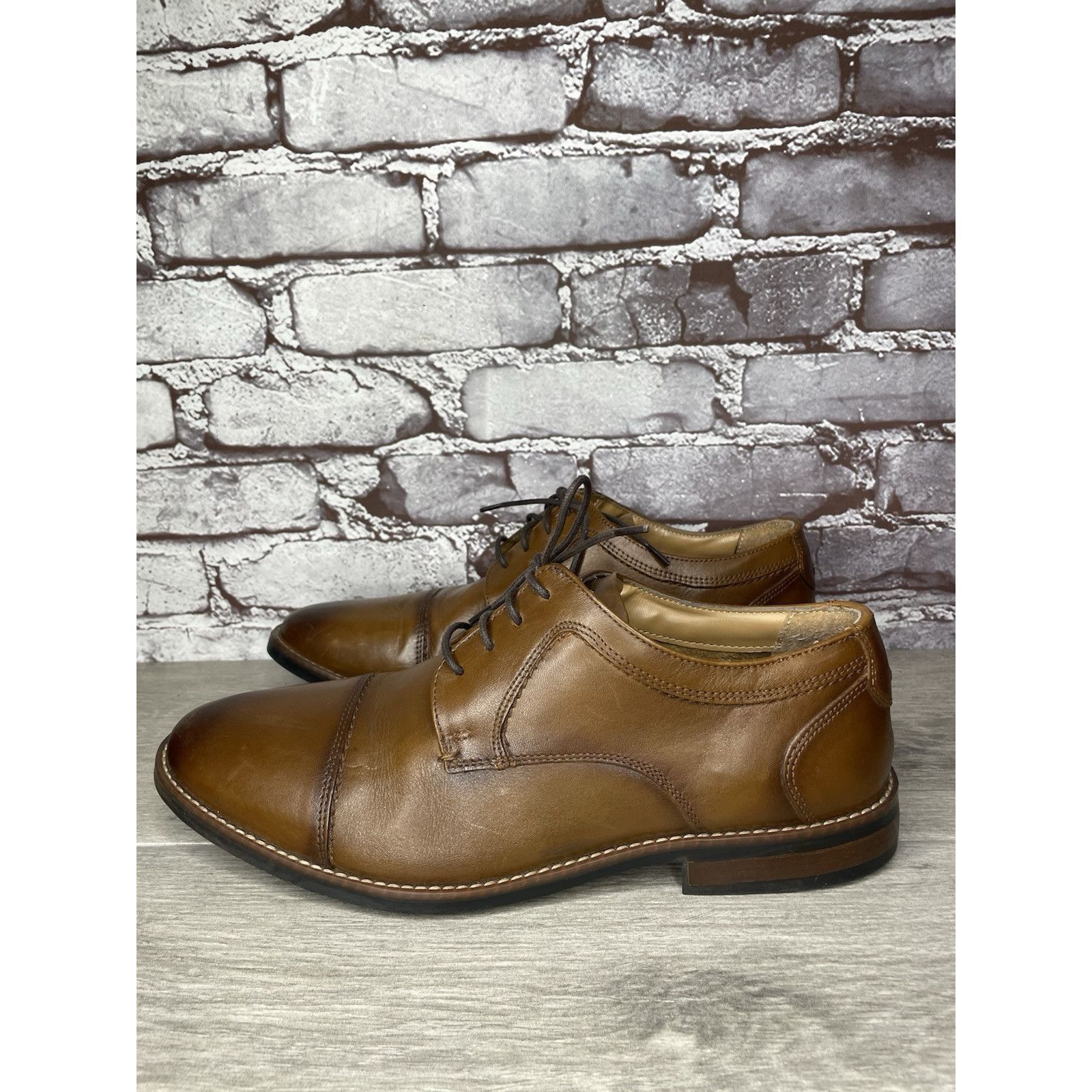 Nunn Bush Nunn Bush Mens Brown Cap Toe Comfort Gel Lace Up Shoes Size Size US 10.5 / EU 43-44 - 9 Thumbnail