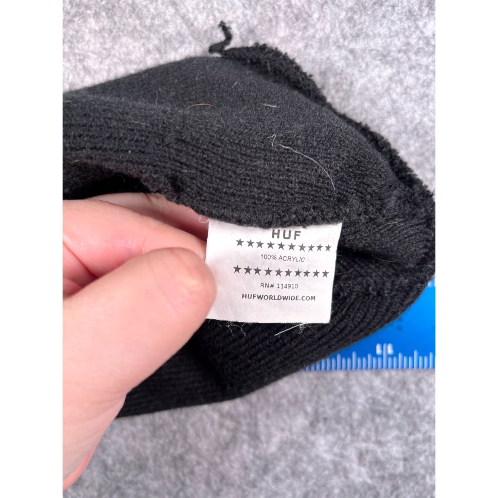 Huf HUF Beanie Hat Adult One Size Black Knit 100% Acrylic Ski Beanie Mens Winter Size ONE SIZE - 7 Thumbnail