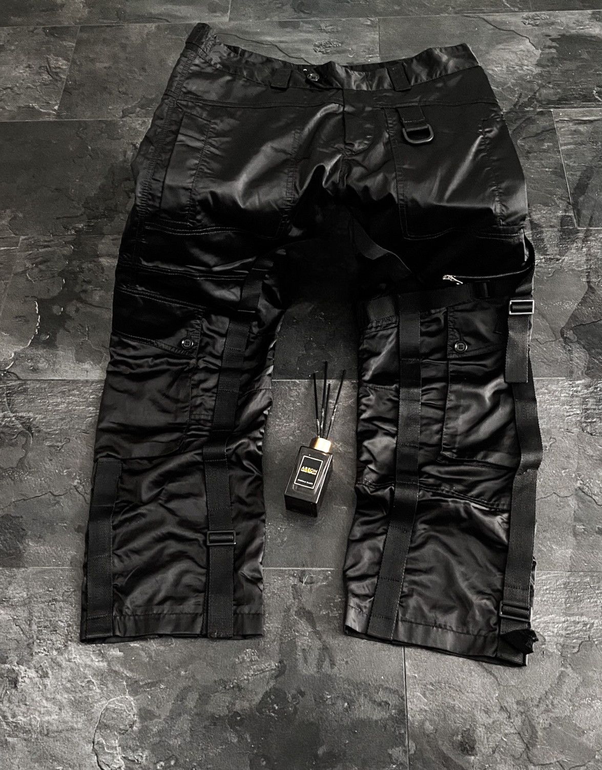 image of Archival Clothing Dolce And Gabbana Nylon Bondage Cargo Trousers - Aw03 in Black, Men's (Size 31)