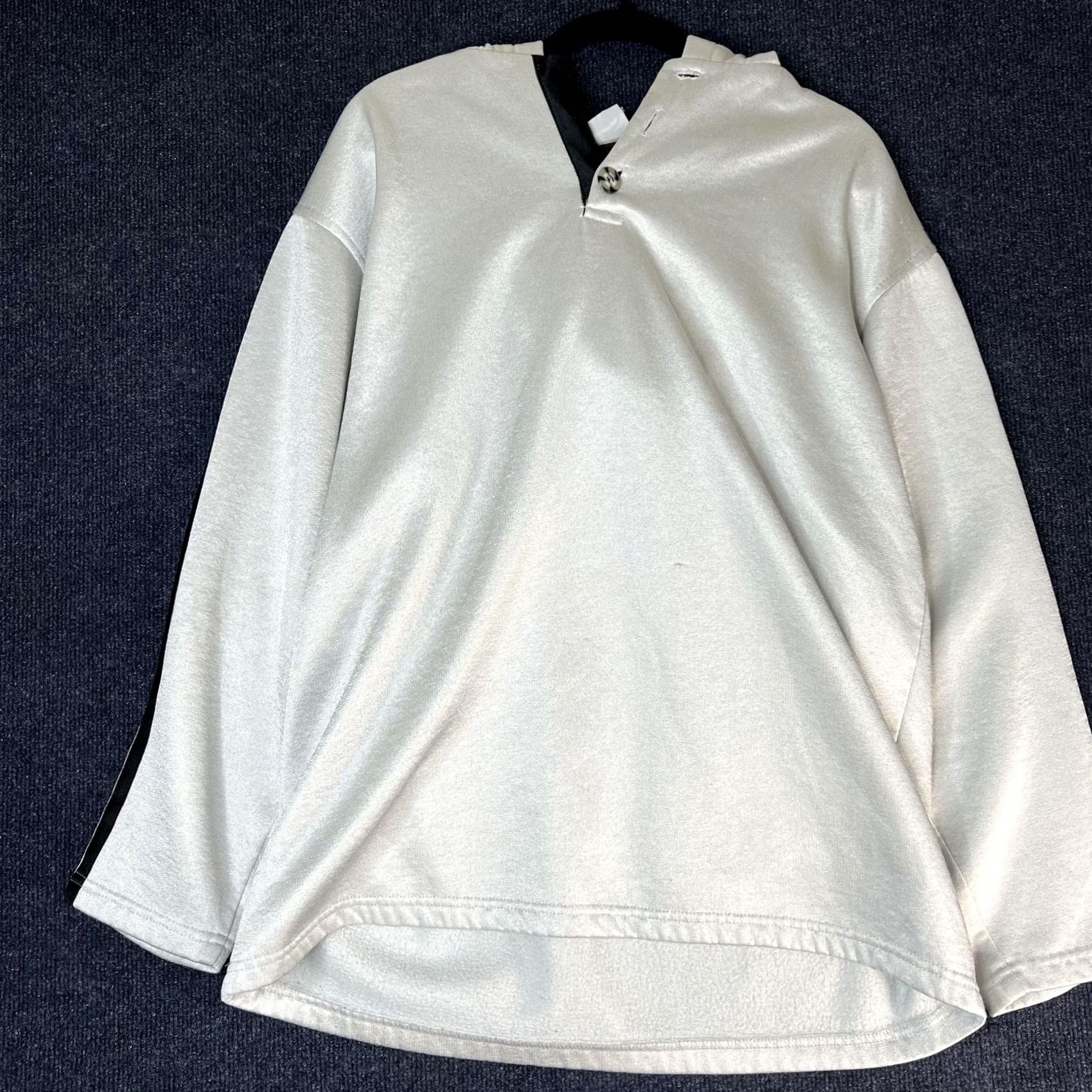 Vintage Street Culture Hoodie Large Silver Gray Y2K Hooded Pullover V Neck Streetwear Mens Size US L / EU 52-54 / 3 - 2 Thumbnail