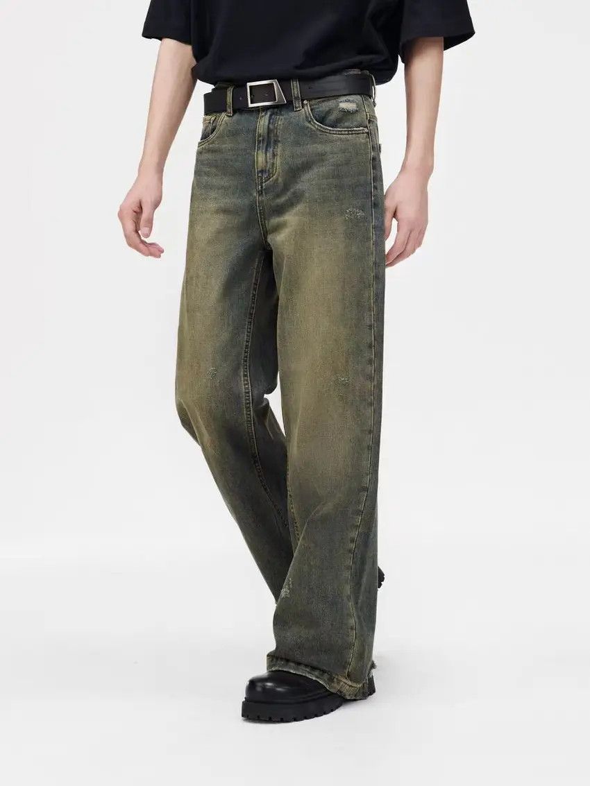 Designer × Japanese Brand Yellow Mud Wash Aged Jeans Size US 32 / EU 48 - 2 Thumbnail
