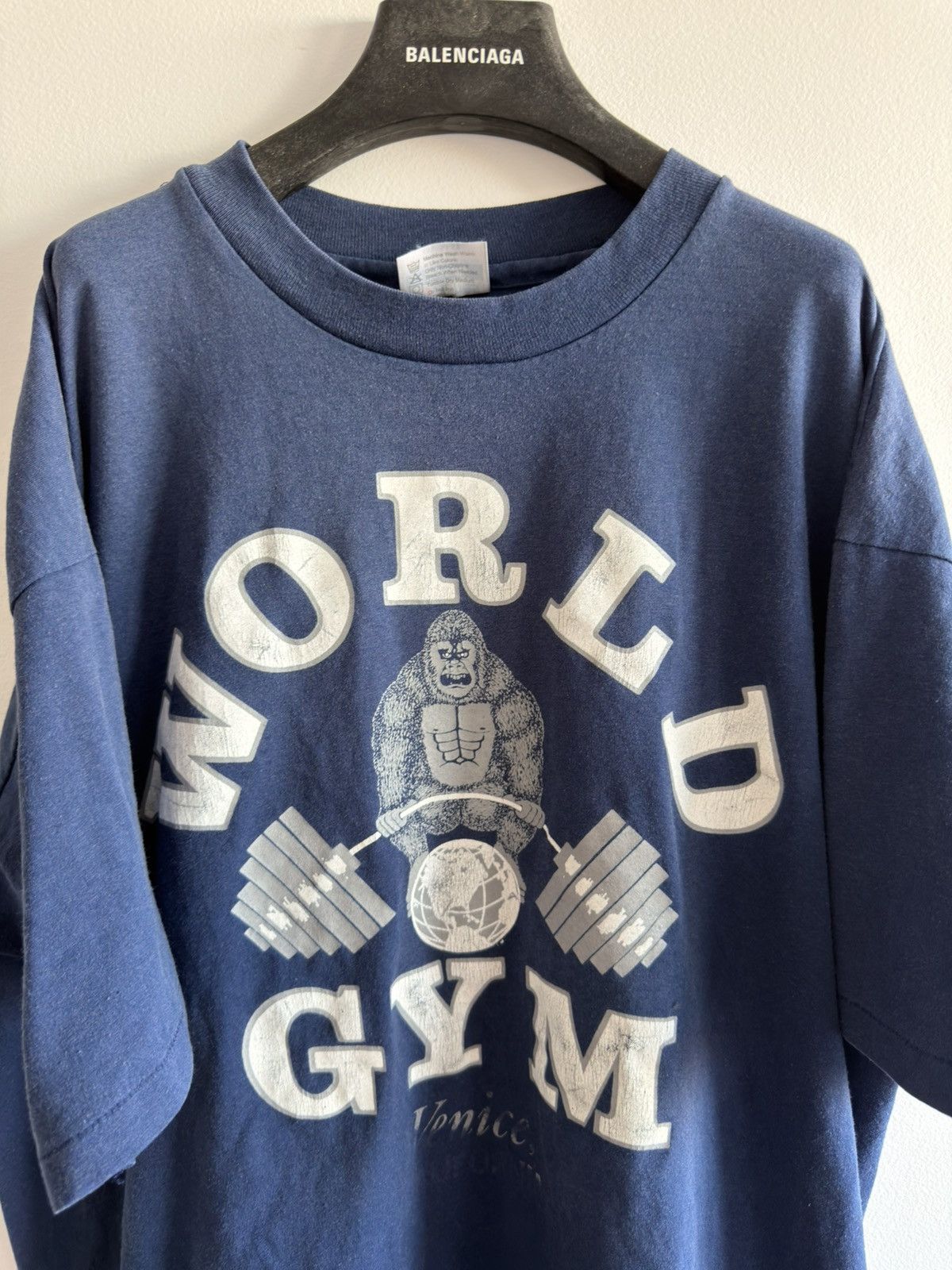 Vintage *RARE* 1980s 90s VINTAGE WORLD GYM GORILLA NAVY BODYBUILDING Size US XXL / EU 58 / 5 - 2 Thumbnail
