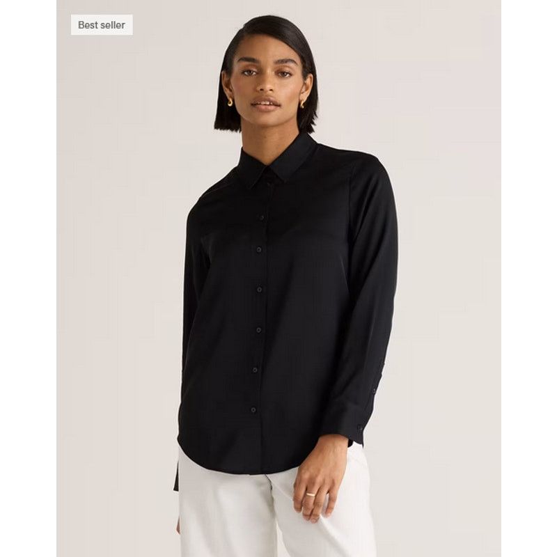 Quince Quince Stretch Silk Blouse Black Size XL NWOT Size XL / US 12-14 / IT 48-50 - 1 Thumbnail