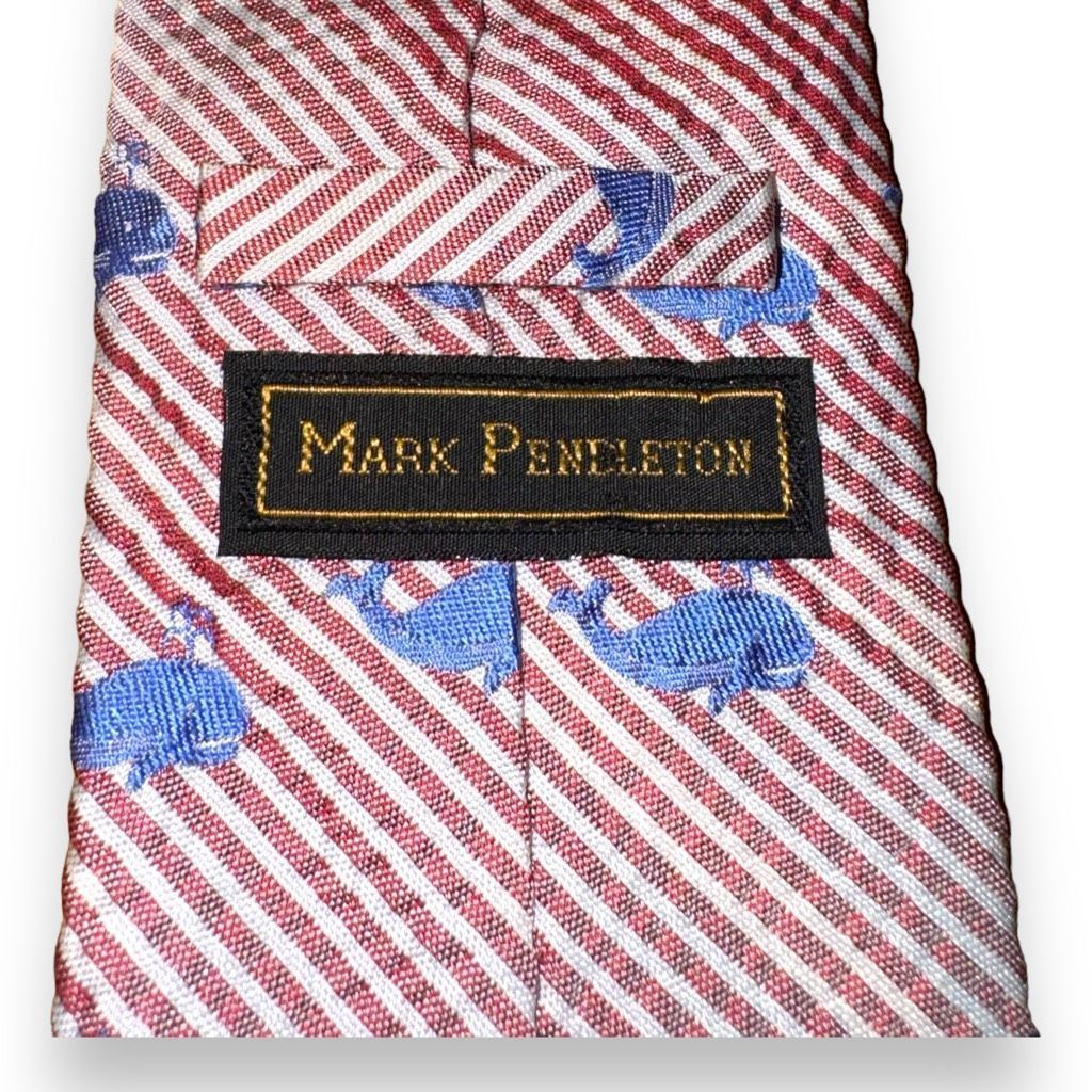 Pendleton 70s Pendleton Red & White Rep Stripe Textured Silk Tie Size ONE SIZE - 3 Thumbnail
