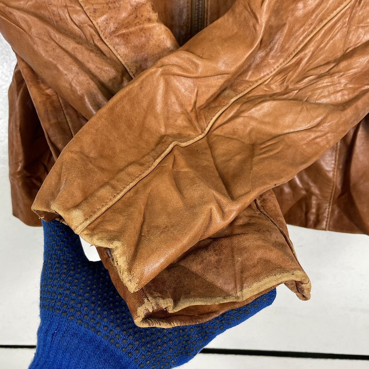 Vintage 💥80s COWHIDE LEATHER BIKER INSPIRED SCHOTT JACKET Size US S / EU 44-46 / 1 - 7 Thumbnail