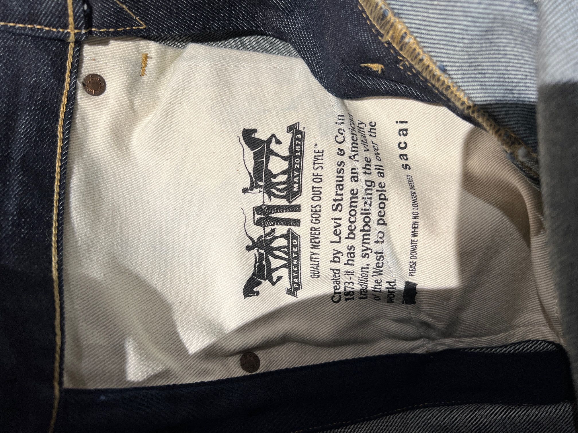 Sacai Sacai × Levi’s Reconstructed Denim – Size L (Raw Indigo) Size US 32 / EU 48 - 7 Thumbnail