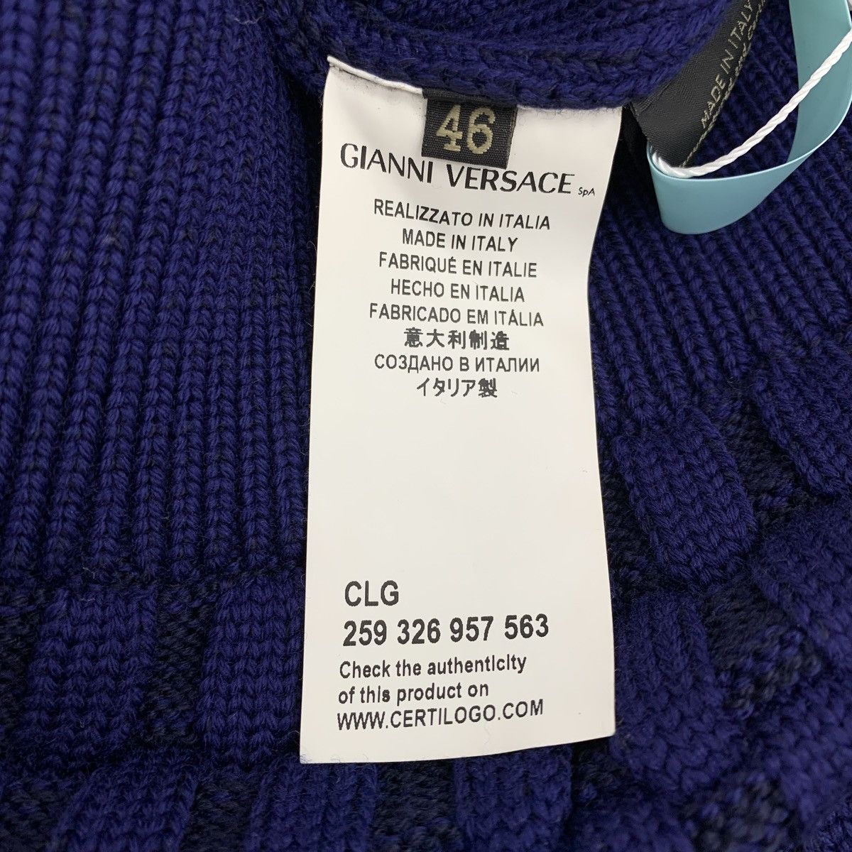 Versace Versace Dark Blue Baroque Leather Embroidered Wool Jacket Size US S / EU 44-46 / 1 - 6 Thumbnail