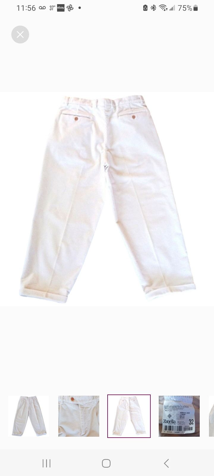 ZANELLA ©️2000 Men's White Corduroy Pants