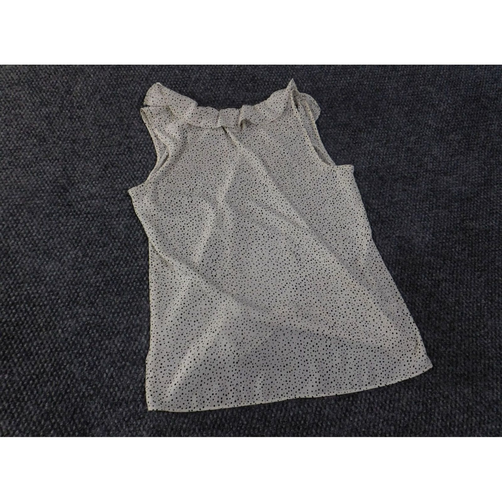 Ann Taylor Loft Ann Taylor Blouse Womens XS White Polka Dot Sleeveless Round Neck Ruffle Pullover Size XS / US 0-2 / IT 36-38 - 7 Thumbnail