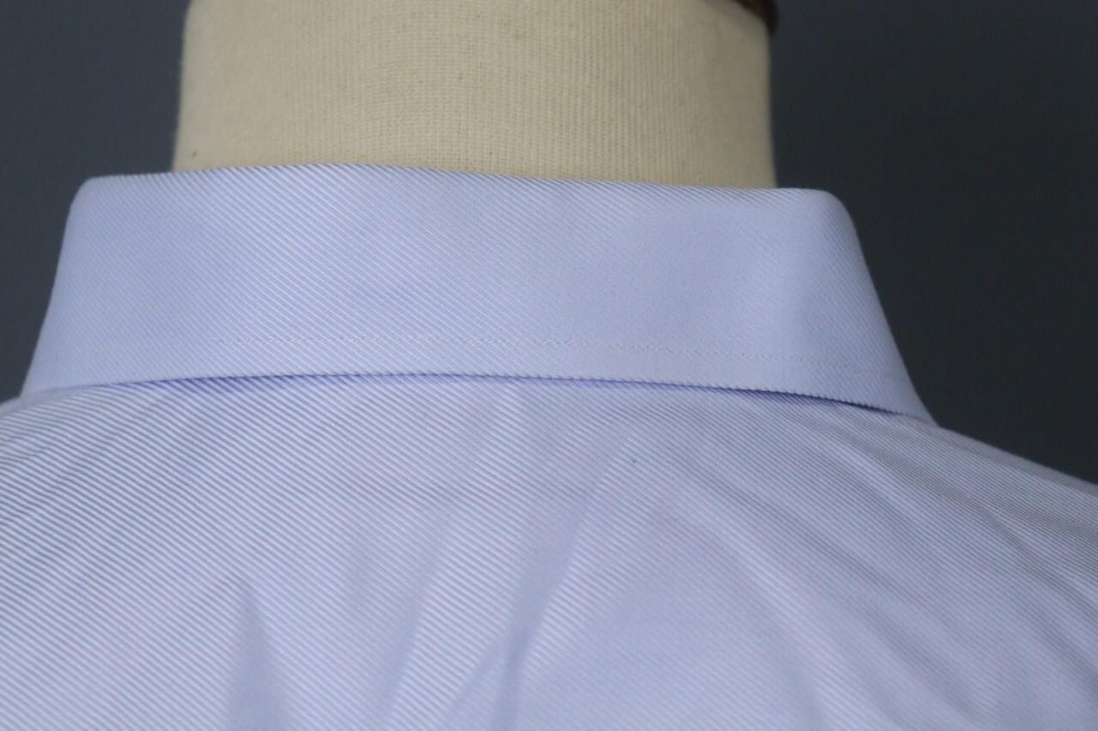 Eton Eton Blue Pinstriped Cotton Collared Formal Front Shirt Top Size US M / EU 48-50 / 2 - 12 Thumbnail