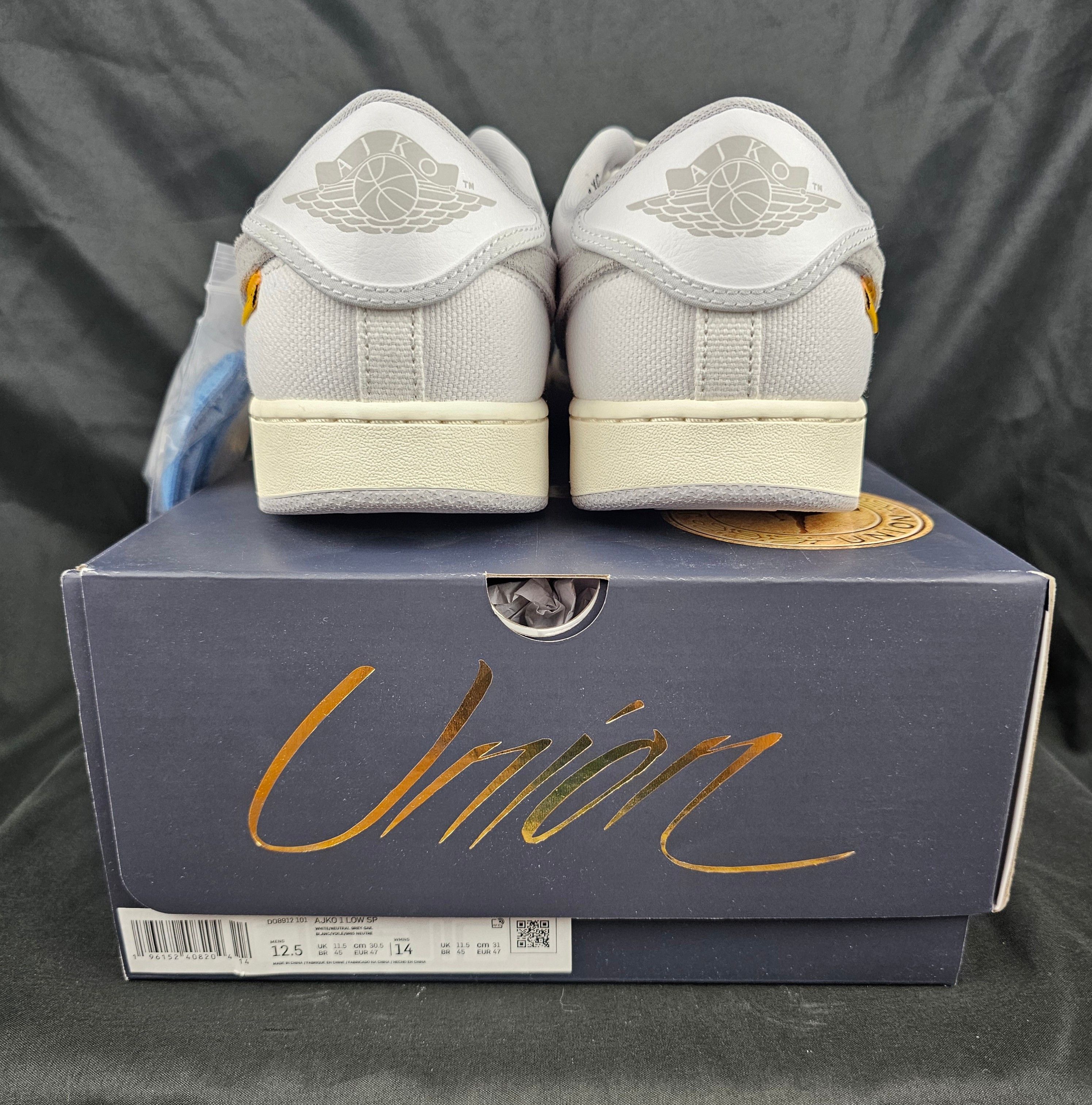 Jordan Brand Nike Air Jordan 1 Low AJKO x Union LA White Neutral Grey Size US 12.5 / EU 45-46 - 9 Thumbnail