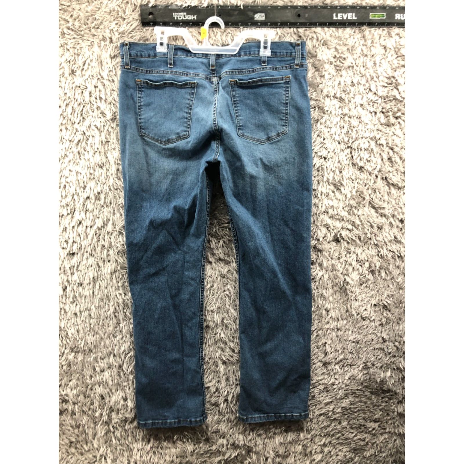 George George Bootcut Jeans Mens Regular 40x32 Dark Blue Denim Gro nge Moderate 5-Pocket Belt Loops Mid Rise Straight Leg CI/USA Size US 40 / EU 56 - 7 Thumbnail