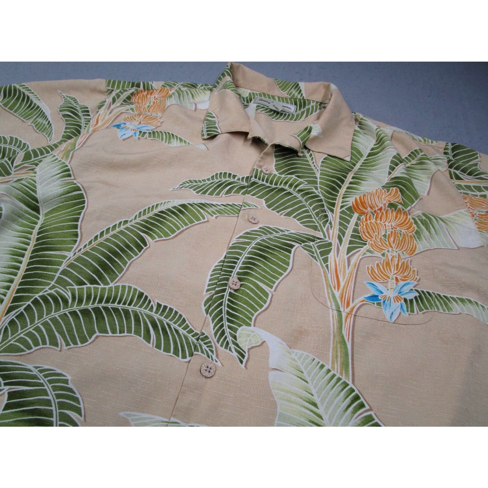 Tommy Bahama Tommy Bahama Mens Yellow Silk Hawaiian Button Up Short Sleeve Shirt Extra Large Size US XL / EU 56 / 4 - 2 Thumbnail