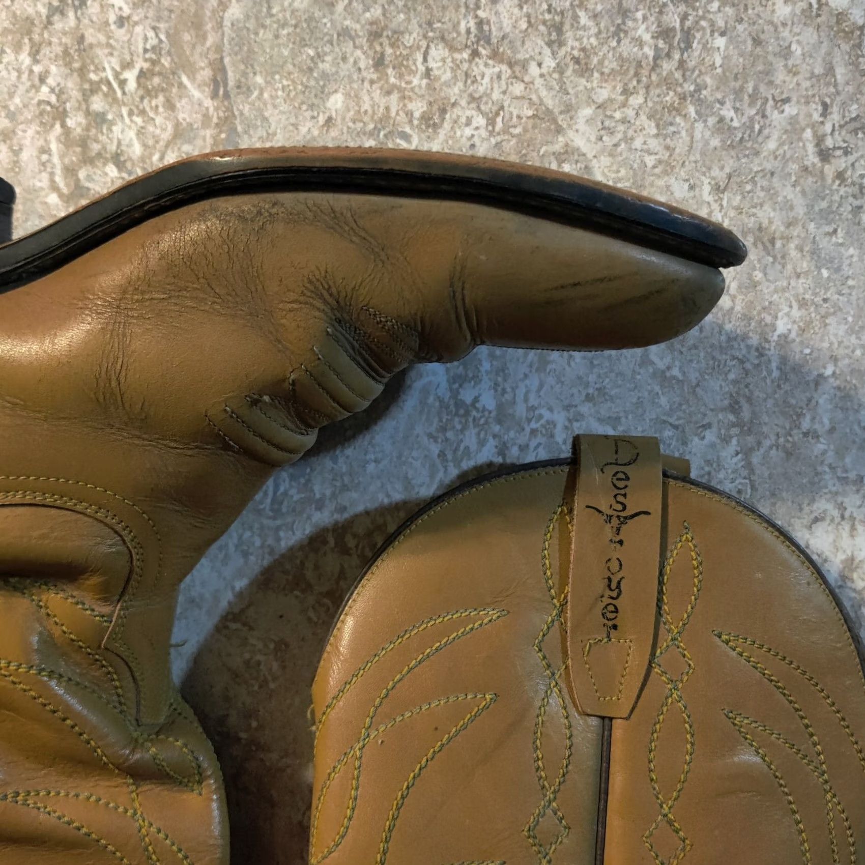 Vintage VINTAGE Destroyer Cowboy Boots Mens Size 8.5 Yellow Leather Western 1980s Boots Size US 9 / EU 42 - 7 Thumbnail