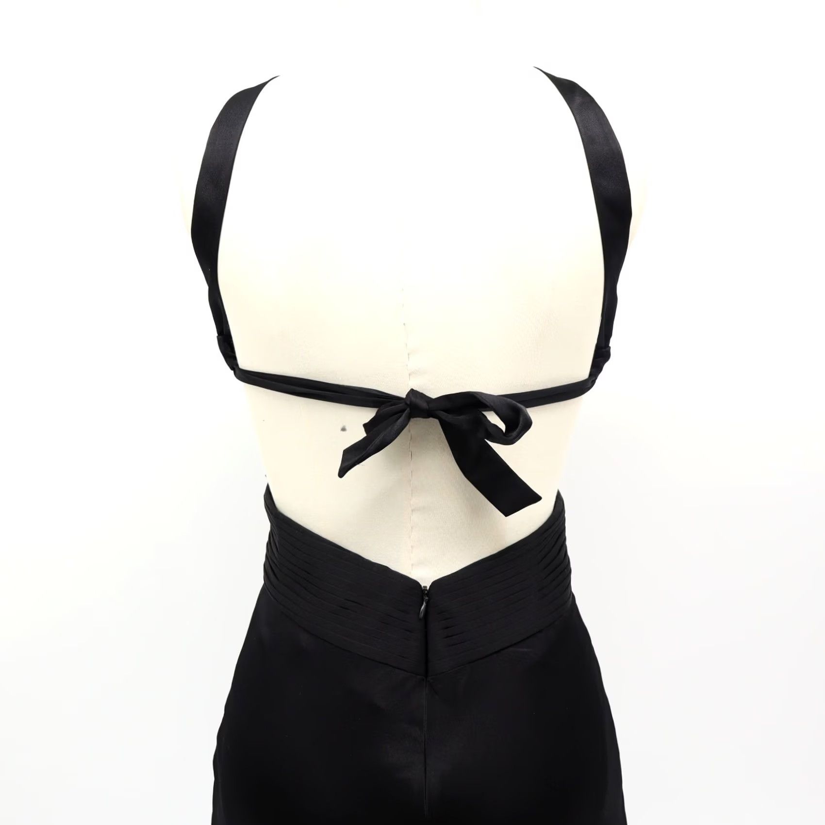 Bcbgmaxazria BCBGMAXAZRIA Maxi Dress Black Satin Crossstrap Sleeveless Party/Cocktail 4 Womens 59.5" Length New With Tags Size S / US 4 / IT 40 - 4 Thumbnail