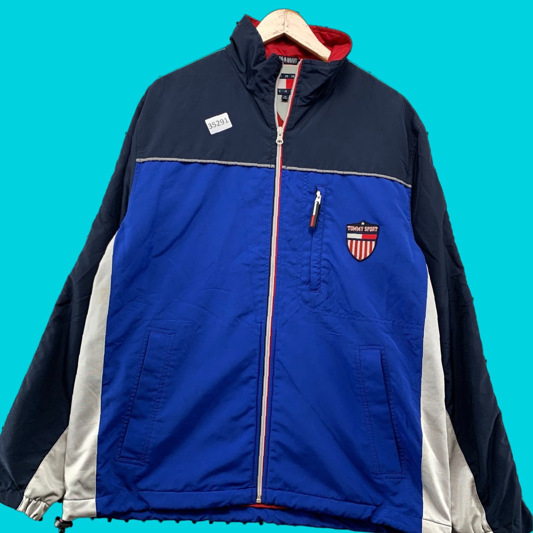 Tommy Hilfiger VINTAGE Tommy Hilfiger Windbreaker Jacket Mens M Blue Full Zip Sports Windbreaker 90s Tommy Hilfiger Full Zip Mens Blue Size US M / EU 48-50 / 2 - 1 Thumbnail