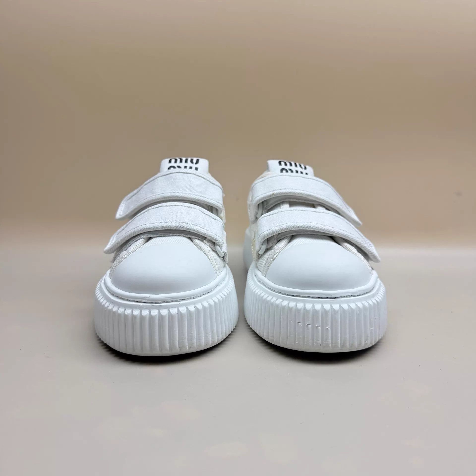 Miu Miu Miu Miu White Logo Velcro Thick Sneaker 38 95 New Size US 7.5 / IT 37.5 - 2 Thumbnail