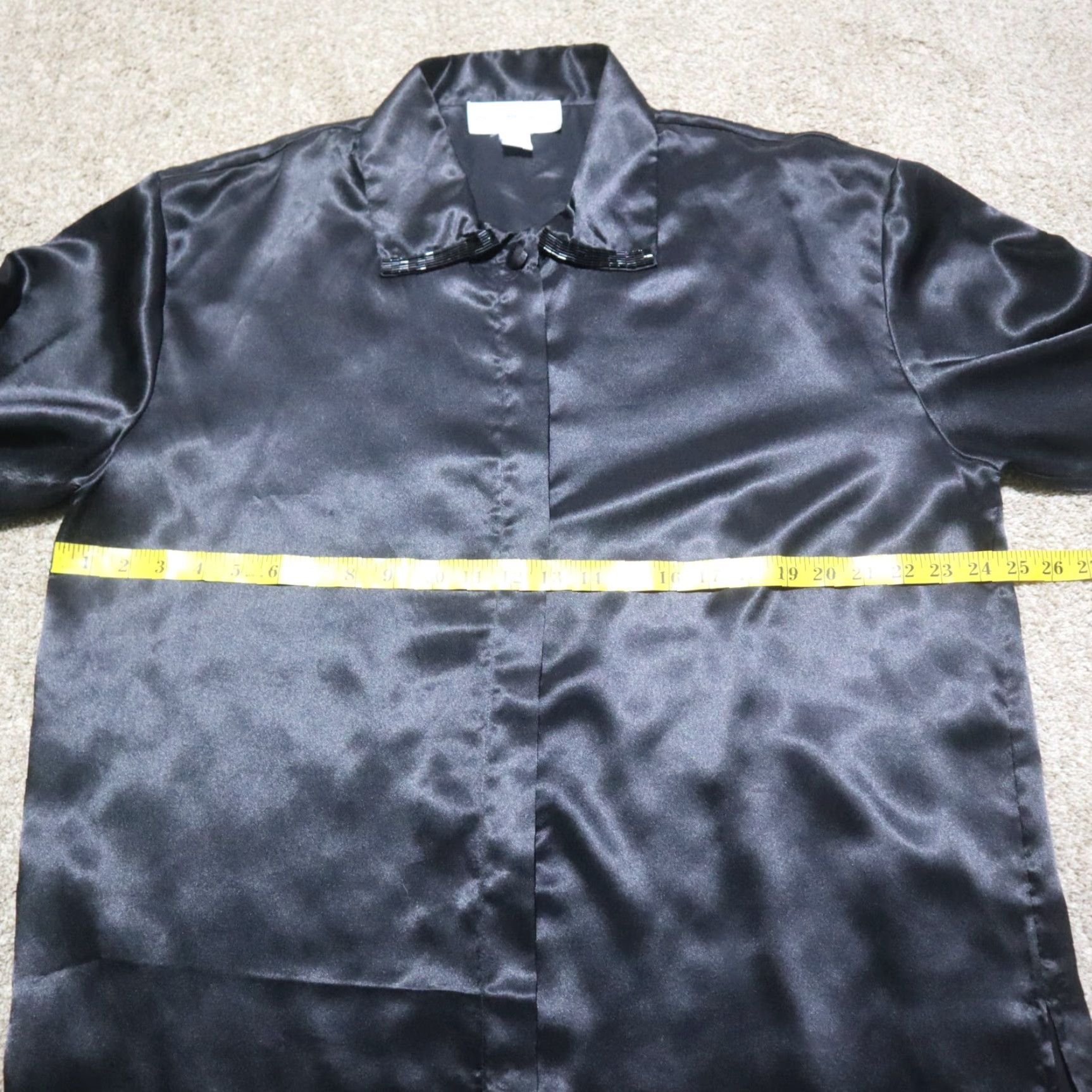 Vintage Maggie Lawrence Shirt Blouse Button-Up Women's 16 Black V-Neck Long Sleeve Dressy Business 90s? Size XXL / US 16-18 / IT 52-54 - 6 Thumbnail