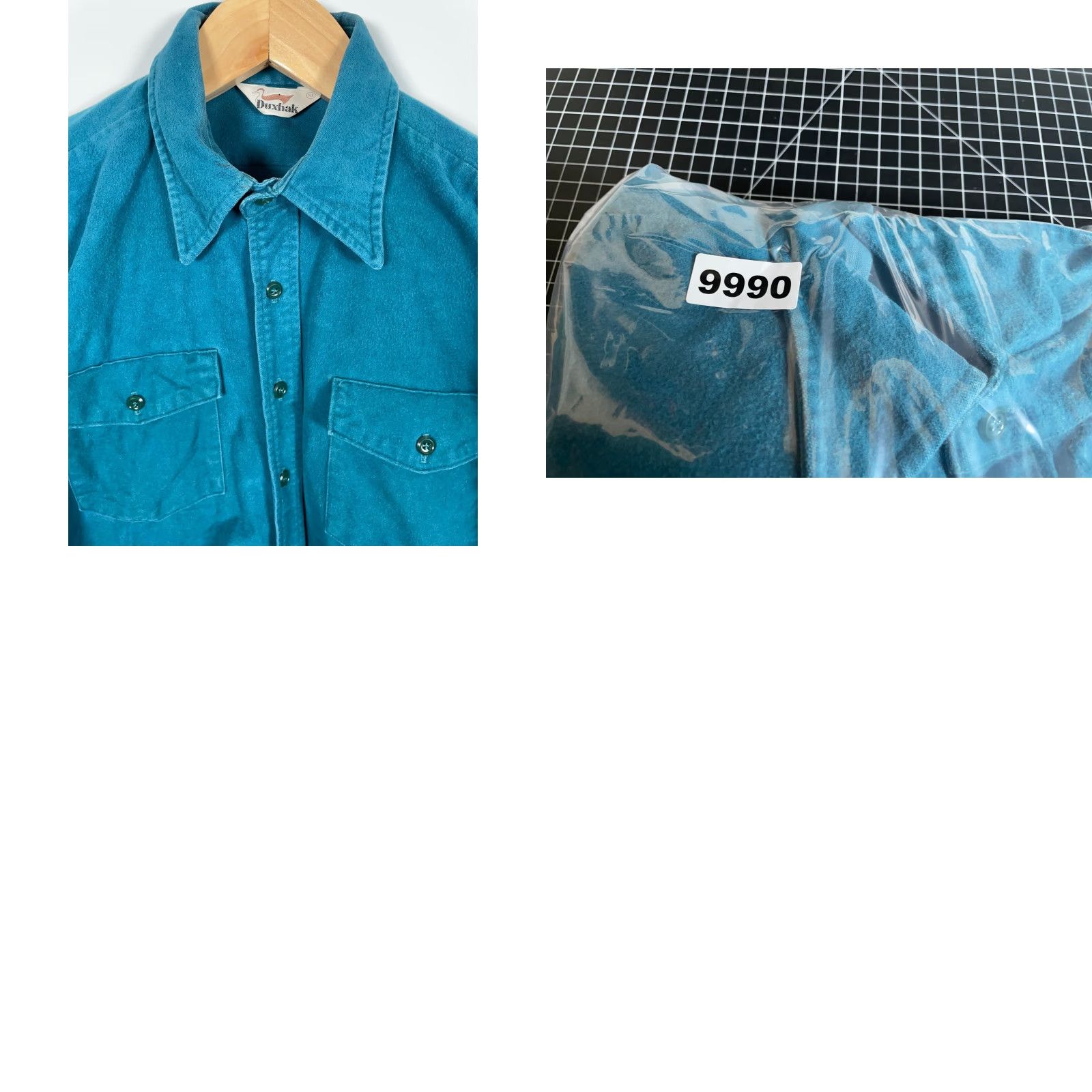 CLOT VINTAGE Duxbak Shirt Chamois Cloth Men XL Teal Heavyweight Workwear Long Sleeve Button-Up Collared Pocketed Size US XL / EU 56 / 4 - 9 Thumbnail