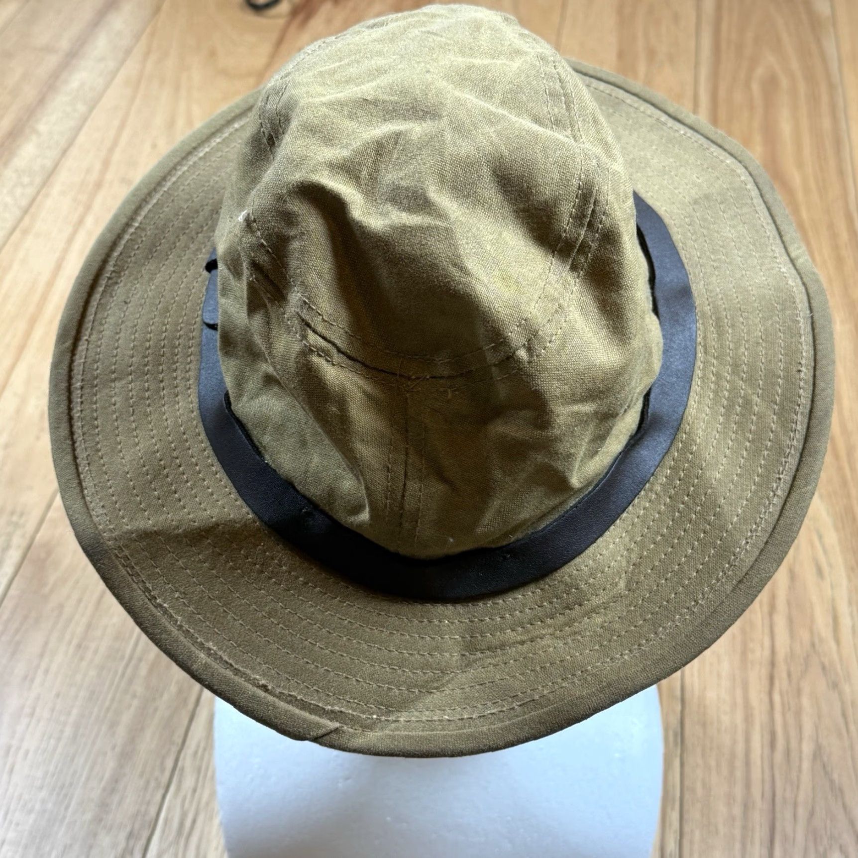 Filson VINTAGE Filson Hat Bush Tan Waxed Canvas Brimmed Earth Brown M Men Size Hat Filson Brush Style Brown Canvas Size ONE SIZE - 4 Thumbnail